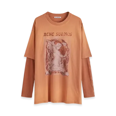 Acne Studios Layered Print T-Shirt "Rust Red"