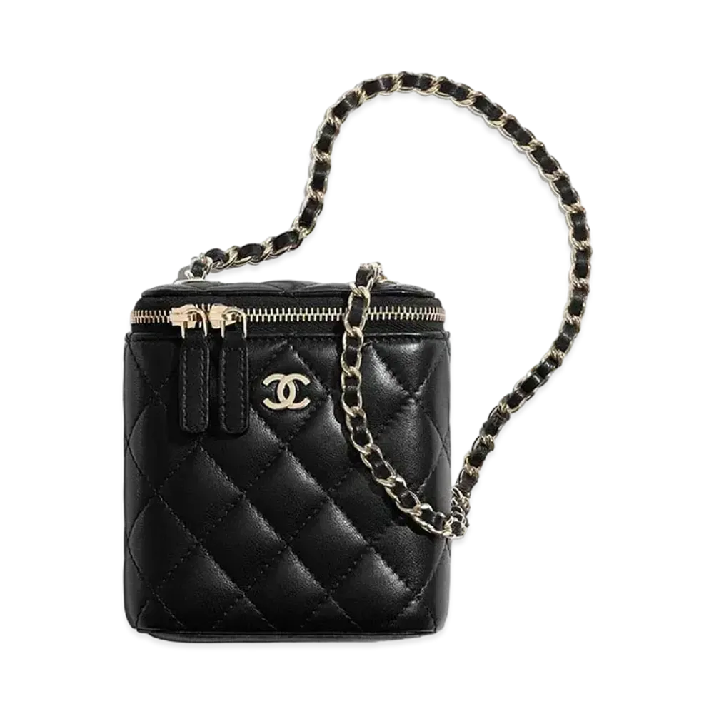 CHANEL Lambskin Matelasse Vanity "Black"