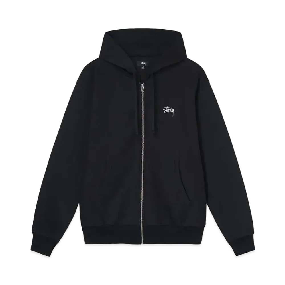 Stussy OVERDYED STOCK LOGO ZIP HOODIE "Black"