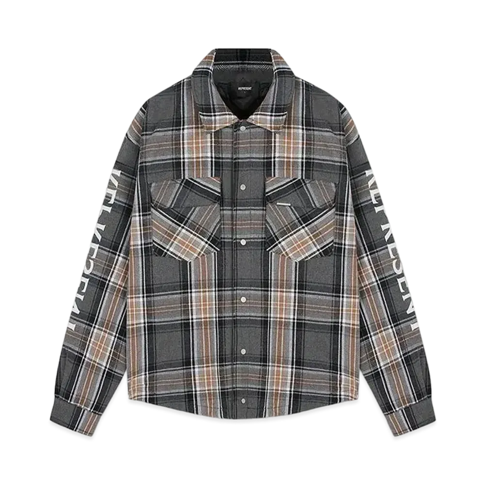 REPRESENT Quilted Flannel Shirt "Gray Check"