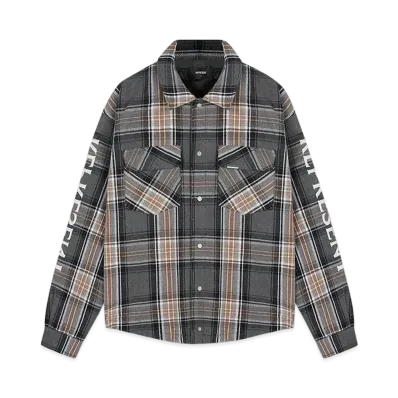 REPRESENT Quilted Flannel Shirt "Gray Check"