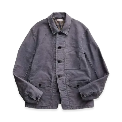 NICENESS Trafford Aged-Effect Moleskin Car Coat "Gray"
