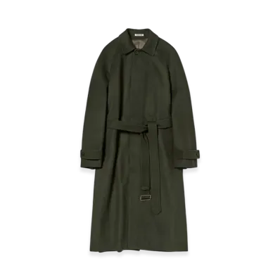 AURALEE Baby Camel Flannel Coat "Dark Olive"