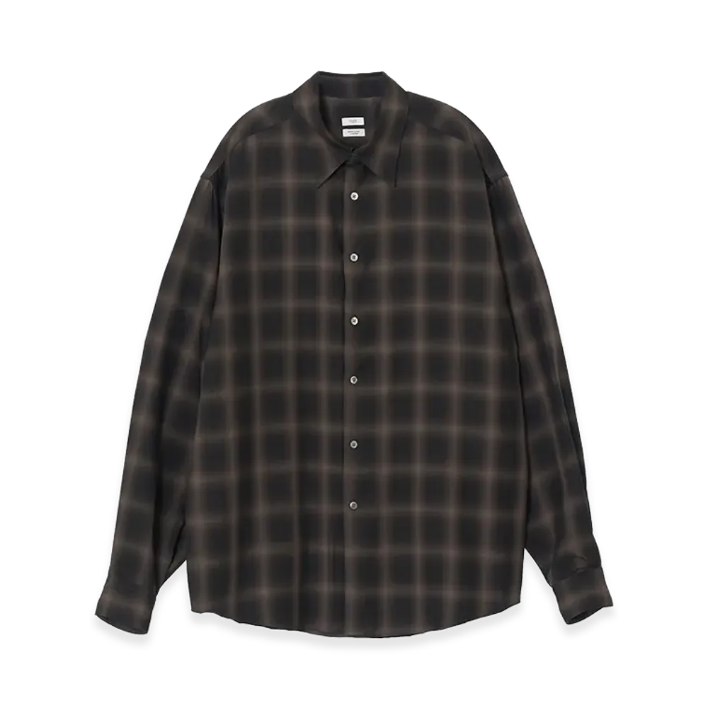 YOKE Tencell Ombre Plaid Regullar Collor Shirt "Brown"