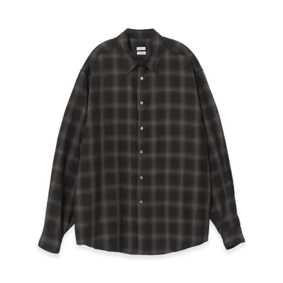 YOKE Tencell Ombre Plaid Regullar Collor Shirt "Brown"