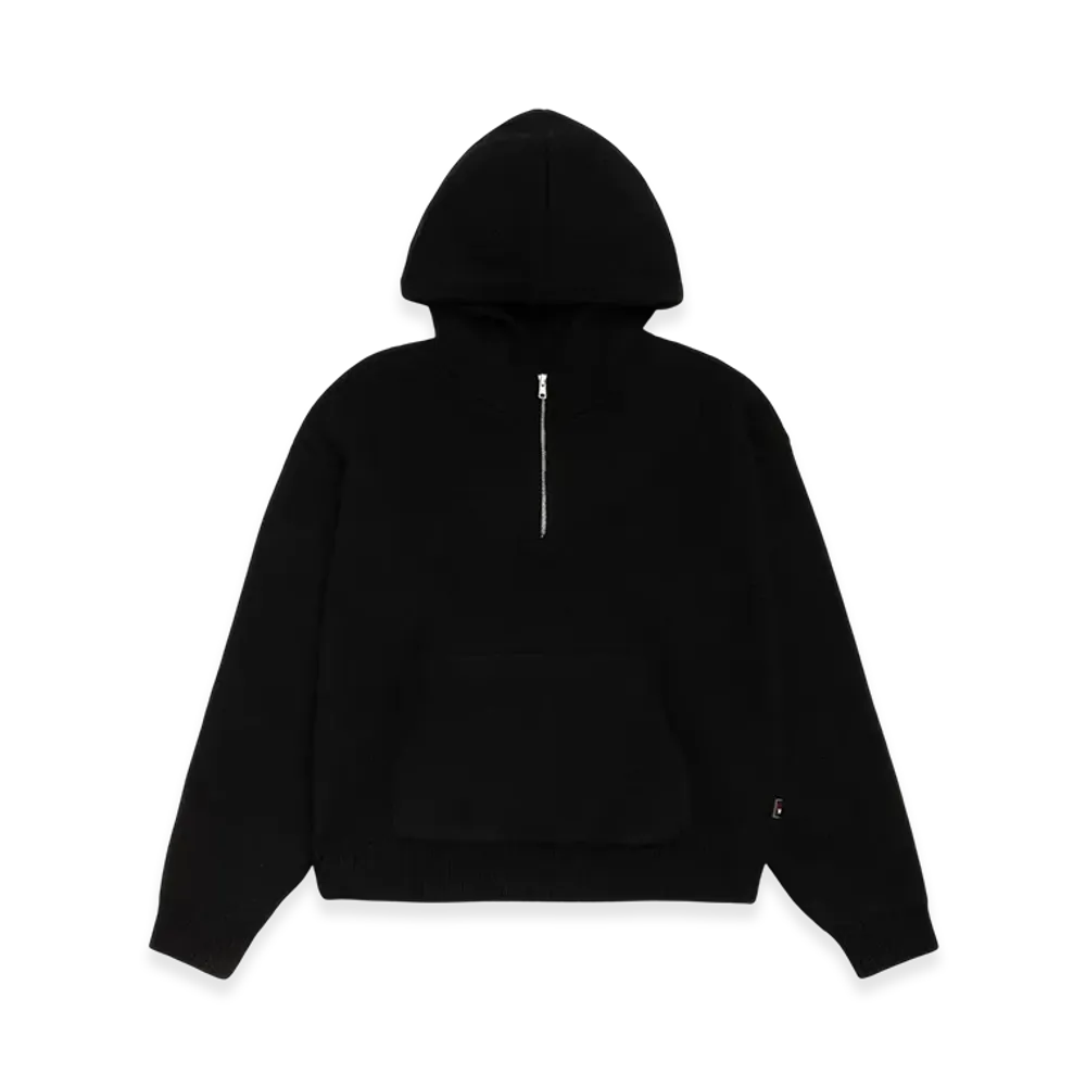 Stussy Quarter Zip Knit Hoodie "Black"