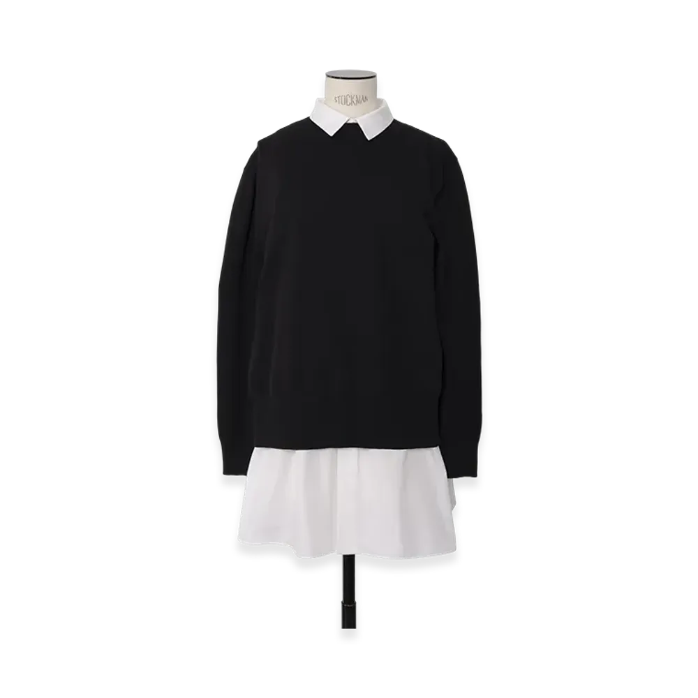 sacai Poplin x Cotton Knit Dress "Black/Off White"