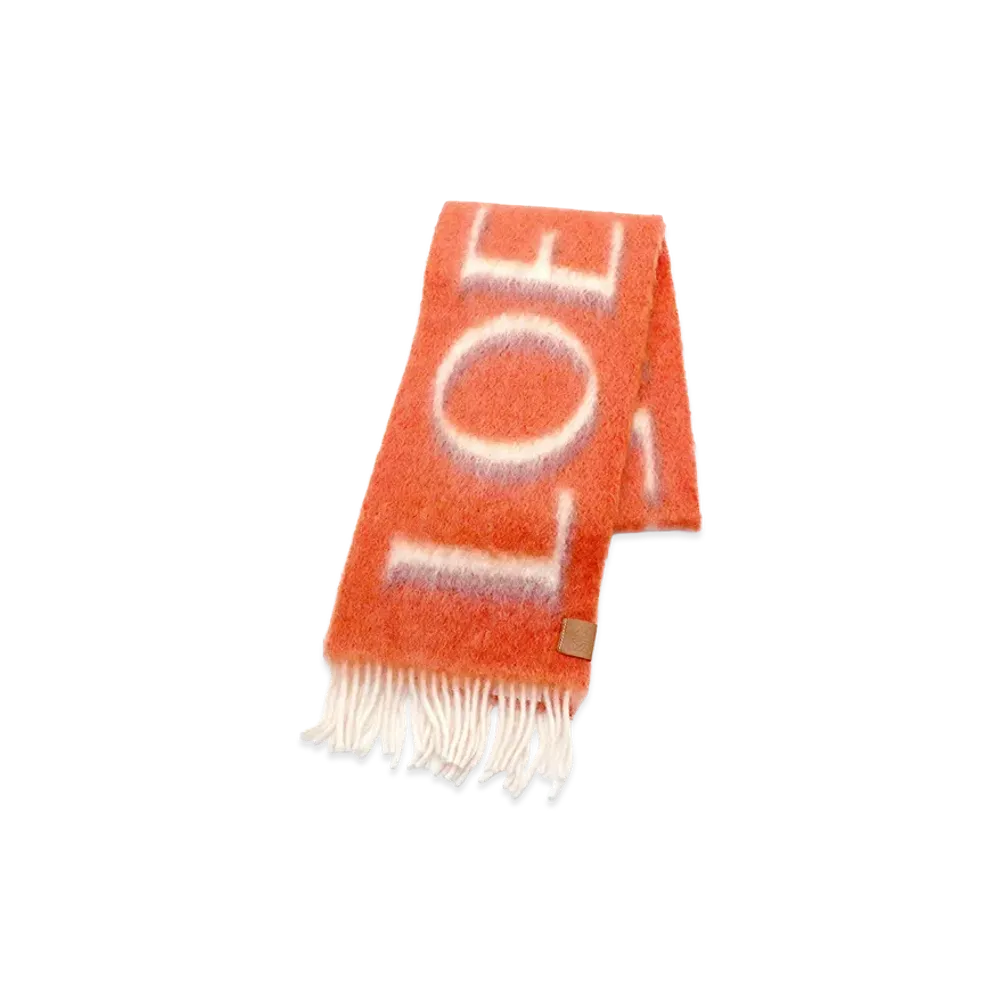 LOEWE Women's Wool Mohair Scarf "Orange/Red"