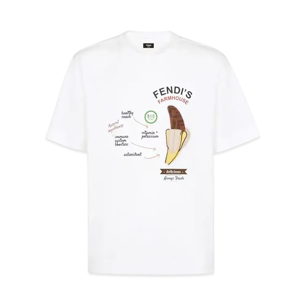 FENDI Men's Cotton T-Shirt Fendilicious "White"
