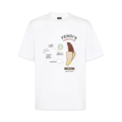 FENDI Men's Cotton T-Shirt Fendilicious "White"