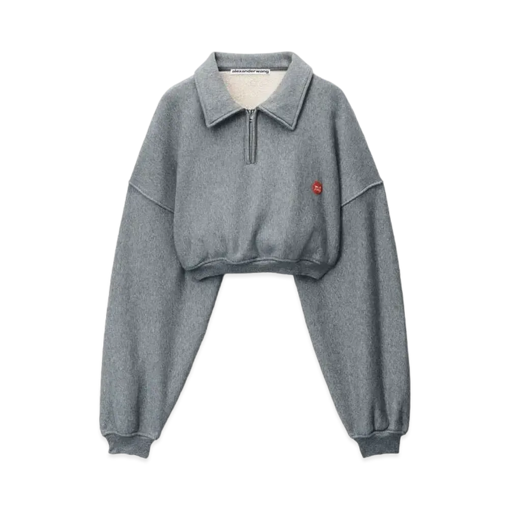 Alexander Wang Classic Terry Half-Zip Sweatshirt "Side Walk"