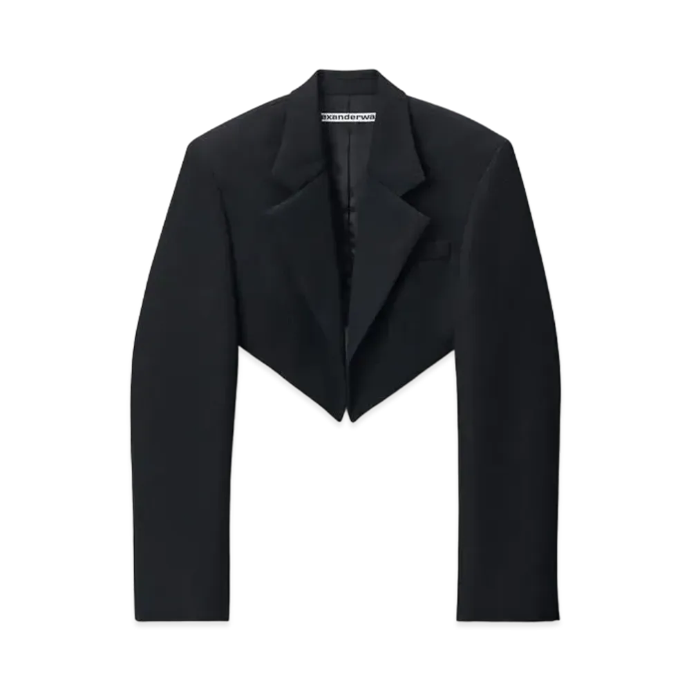 Alexander Wang Cropped Pointed Hem Tuxedo Style Blazer "Black"
