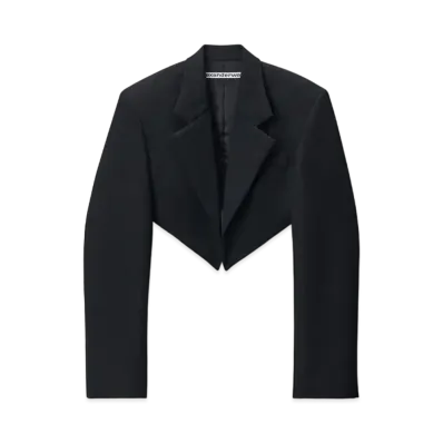 Alexander Wang Cropped Pointed Hem Tuxedo Style Blazer "Black"