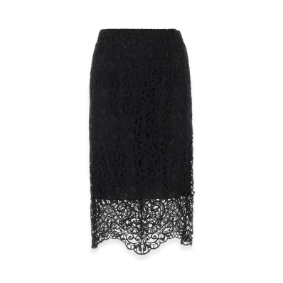Burberry Women's Macrame Lace Skirt "Black"