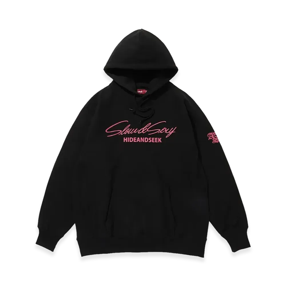 Hide and Seek Slow&Sexy Hooded Sweat Shirt "Black/Pink"