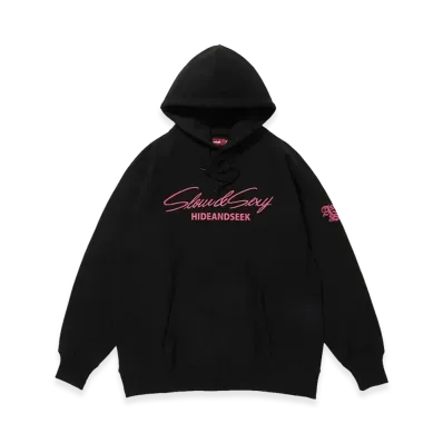 Hide and Seek Slow&Sexy Hooded Sweat Shirt "Black/Pink"