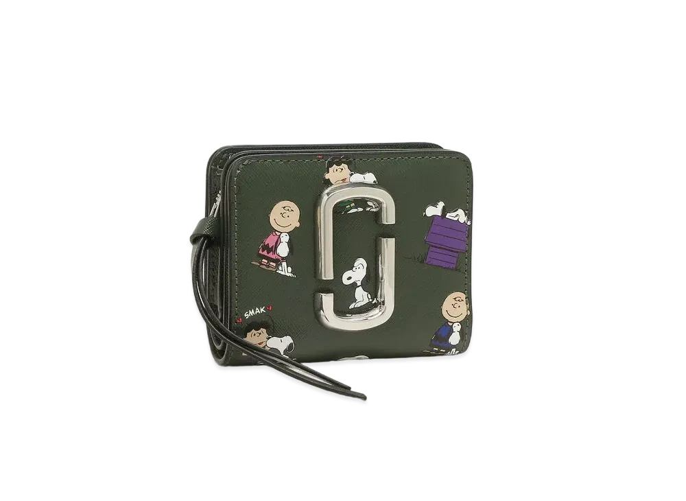 Marc Jacobs Peanuts X Marc Jacobs The Snapshot Mini Compact Wallet "Dark Green Multi"