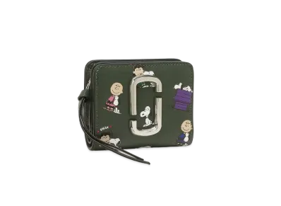 Marc Jacobs Peanuts X Marc Jacobs The Snapshot Mini Compact Wallet "Dark Green Multi"