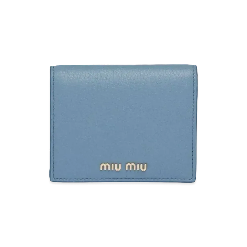 MIU MIU Madras Color Leather Wallet "Light Blue/Aquamarine"