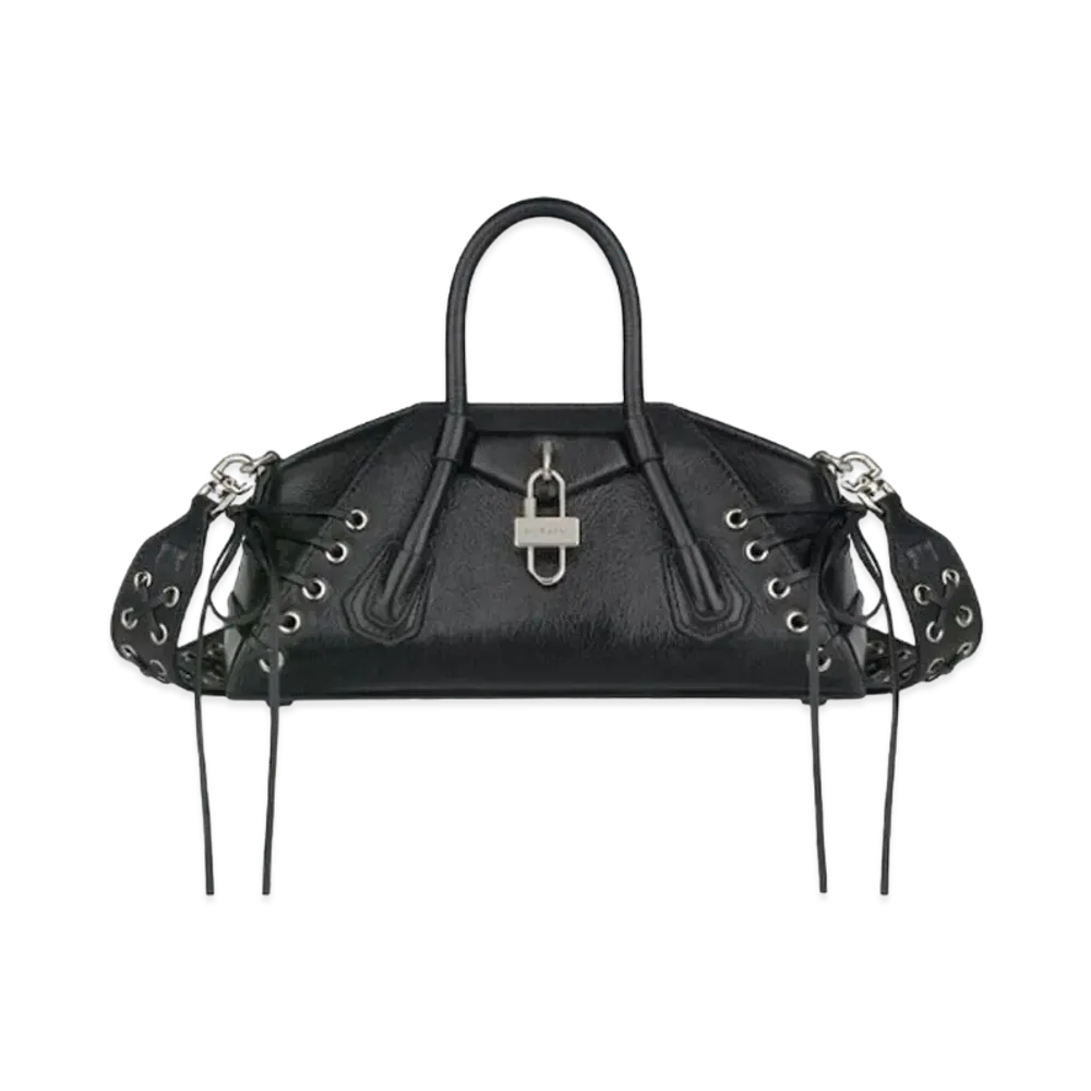 GIVENCHY Mini Antigona Stretch Bag In Corset Style Leather "Black"