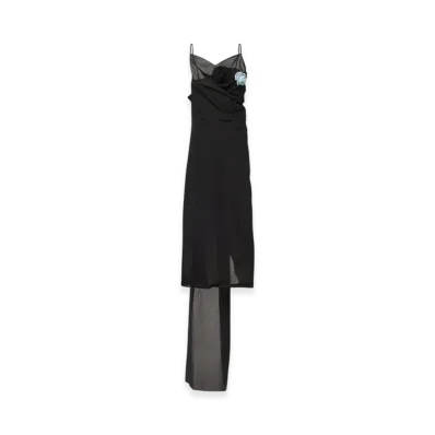 PRADA Women's Long Nylon Crepe Dress "Black"
