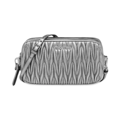 MIU MIU Materasse Leather Pouch "Silver"