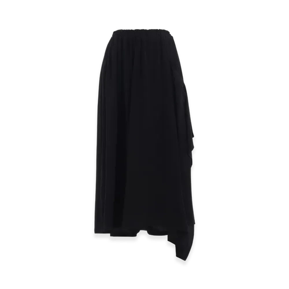 Y's Crepe De Chine Side Cloth Elastic Pants "Black"
