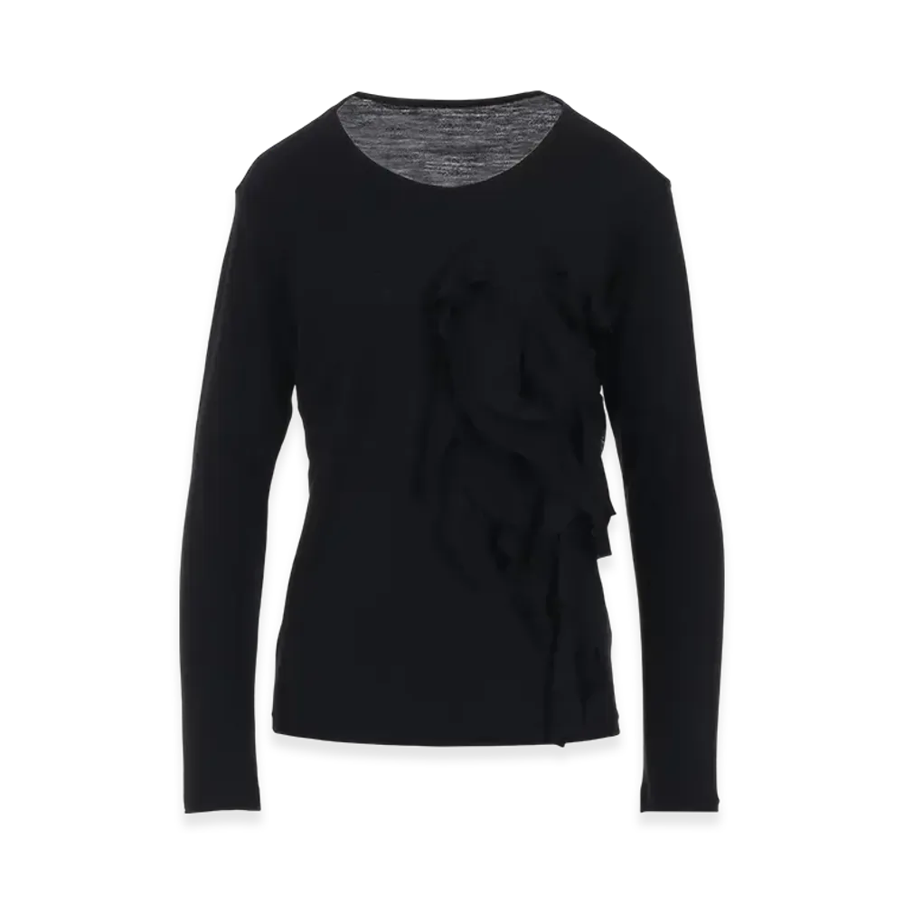 Yohji Yamamoto Wool Motif Long Slv "Black"