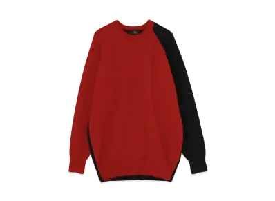 Yohji Yamamoto Y's WOOL MOHAIR PLAIN STITCH COLOR COMBI RAGLAN PULLOVER "Red"