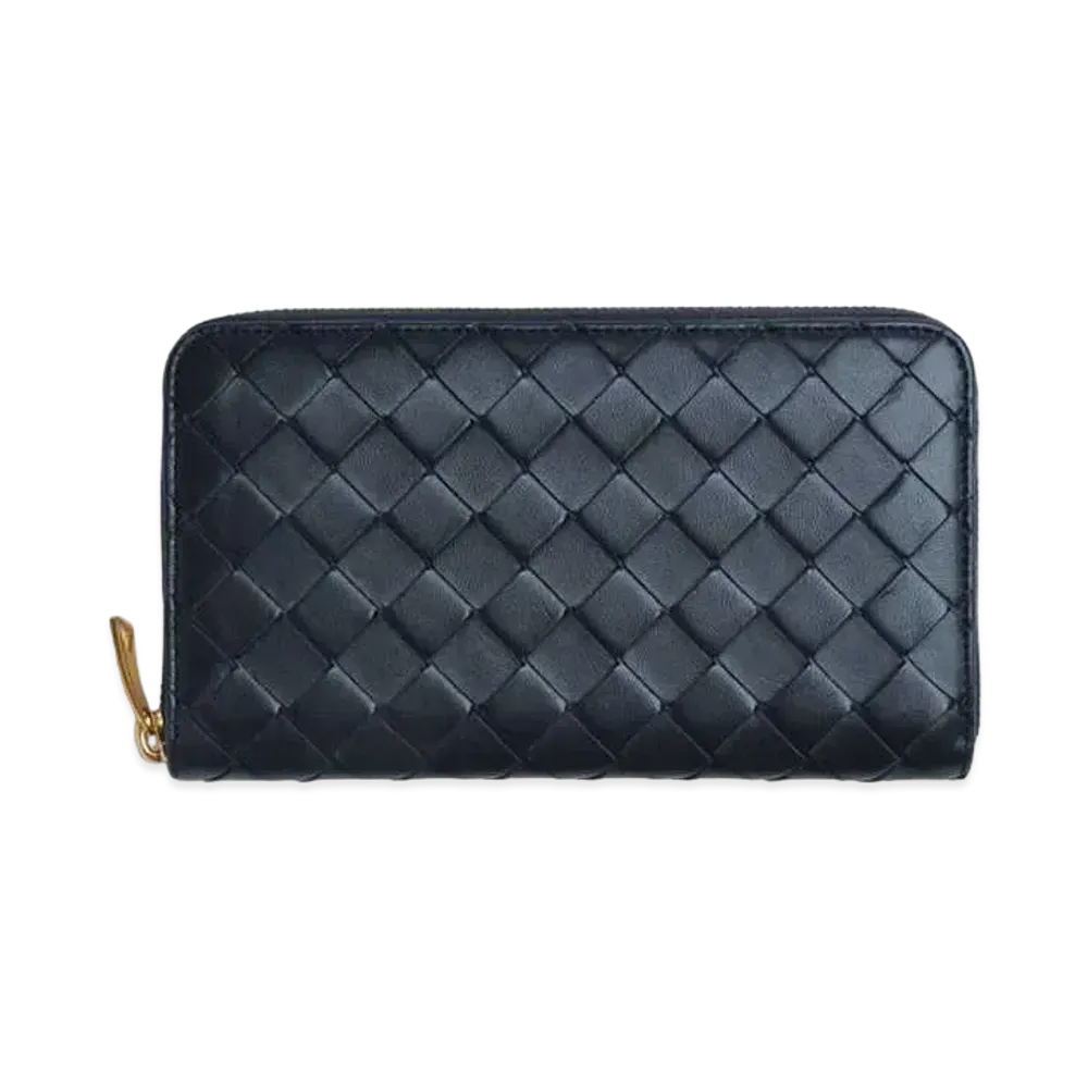 Bottega Veneta Intrecciato Lambskin Calfskin Zip Around Wallet "Space"