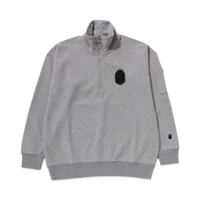 A BATHING APE Half Zip Pull Over Sweat Shirt #1 "Gray"
