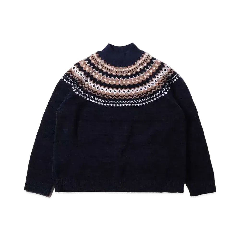 atmos pink High Neck Mall Jacquard Knit "Navy"