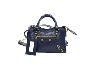 BALENCIAGA Handbag Lambskin "Dark Blue"