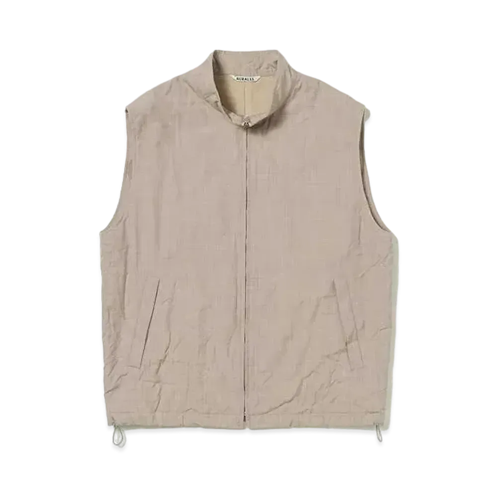 AURALEE High Count Wool Poplin Vest "Top Beige"