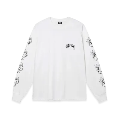 Stussy Fire Dice LS Tee "White"