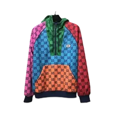 GUCCI GG All Over Pattern Half Zip Technical Half Zip Pullover Hoodie "Multicolor"