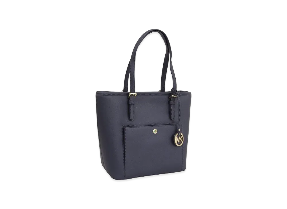 MICHAEL KORS Women's Jet Set Item MD TZ Snap Pckt Tote "Navy"