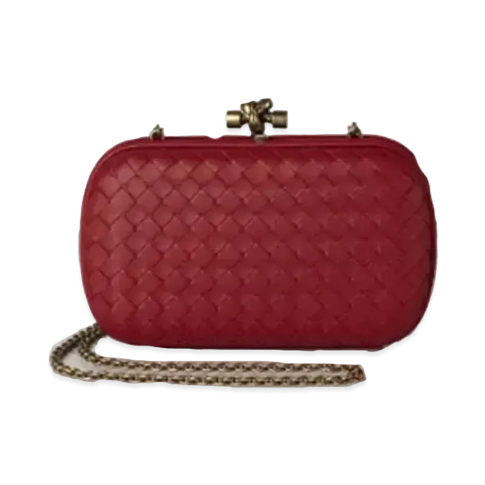 Bottega Veneta Chain Knot Clutch "Black Rose"