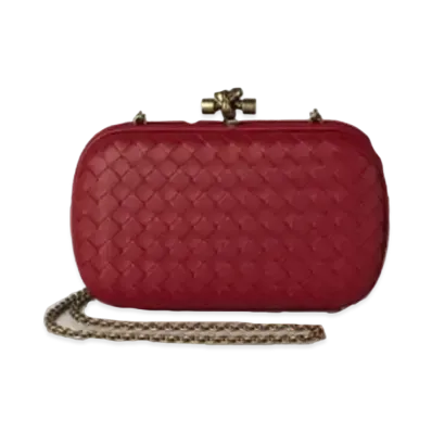 Bottega Veneta Chain Knot Clutch "Black Rose"