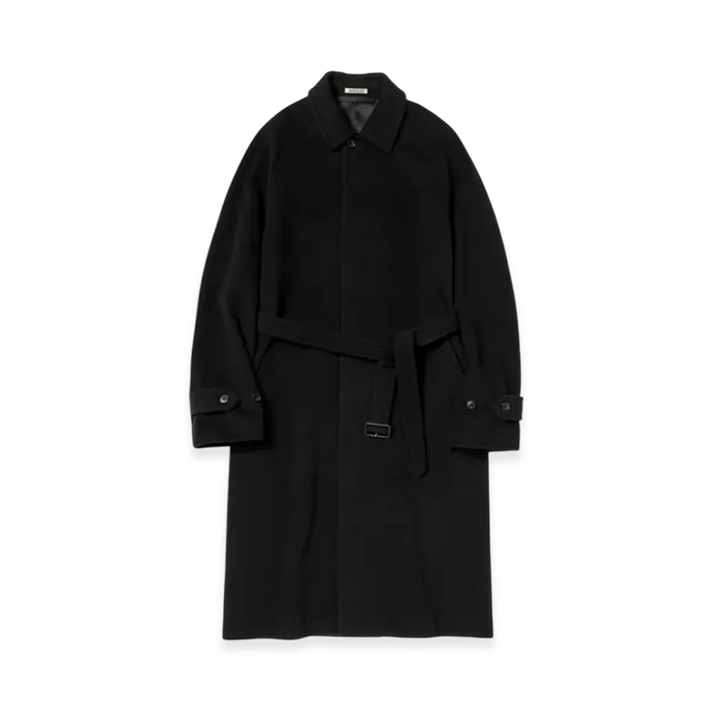 AURALEE Super Fine Wool Mosser Soutien Collar Coat "Black"