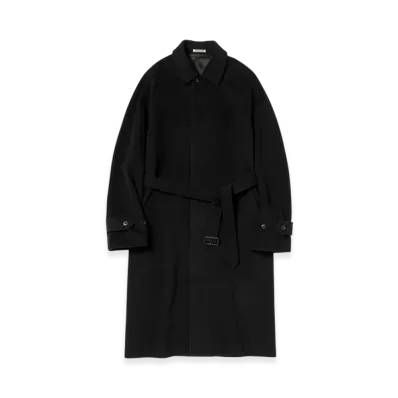AURALEE Super Fine Wool Mosser Soutien Collar Coat "Black"