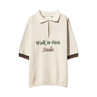 Walk In Paris The beige knit polo shirt "BEIGE"