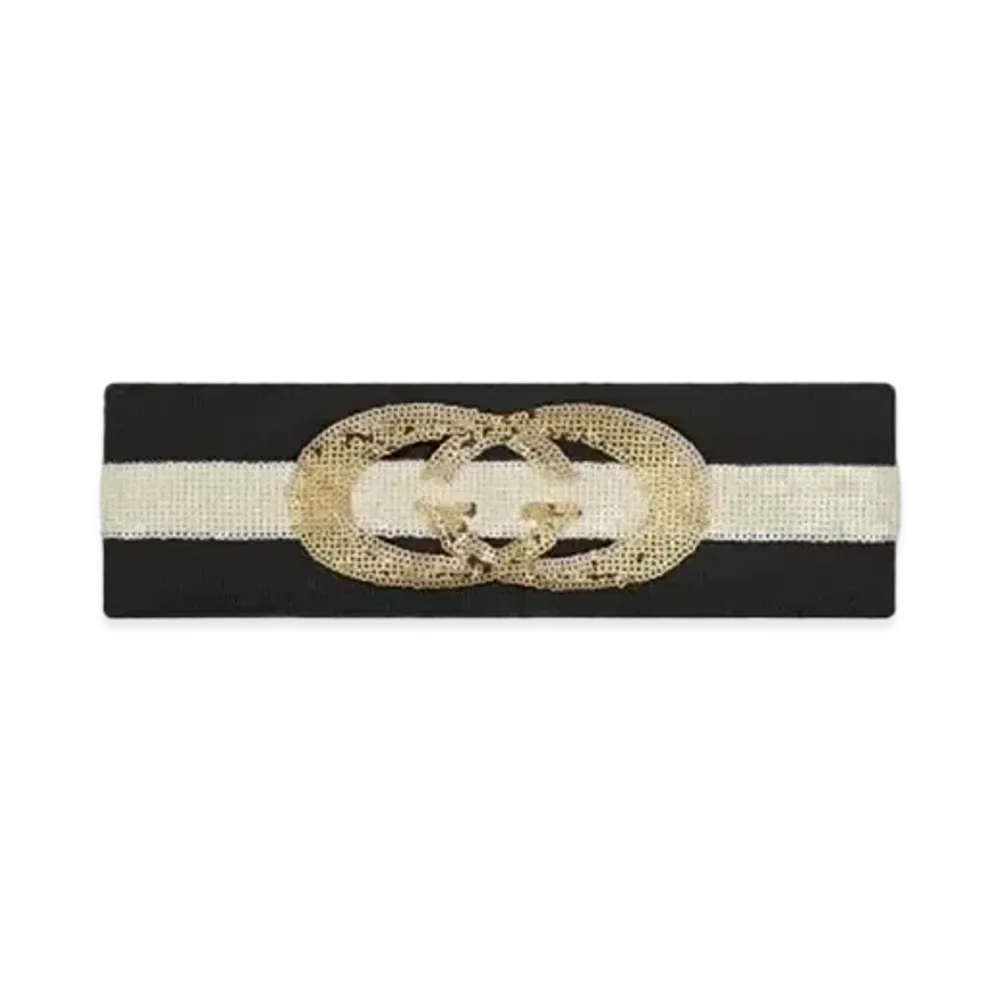 GUCCI InterlockingG Wool Hair Band "Black/White"