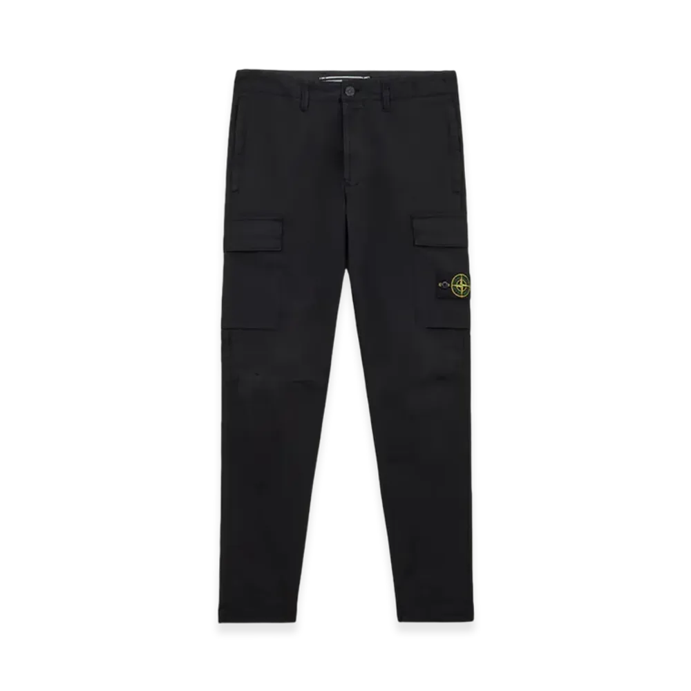 Stone Island 30410 Supima Cotton Twill Stretch-TC Regular Tapered Fit Cargo Pants - 24FW "Black"