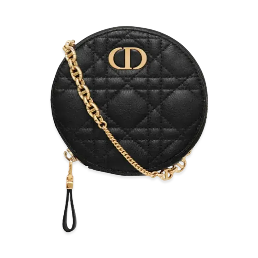 Dior Dior Caro Round Pouch With Chain "Black"