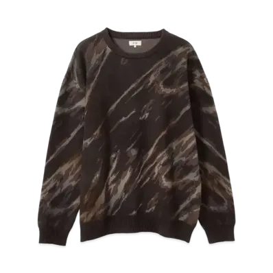 BEAMS Jacquard Gradient Crew Neck Knit "Brown"