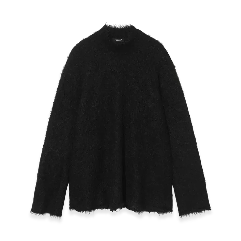UNDERCOVER Wool Blend Mohair High-Neck Knit Pullover "Black"