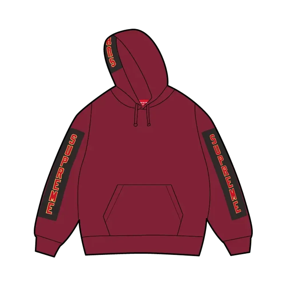 Supreme Woven Patches Hooded Sweatshirt "Cardinal"