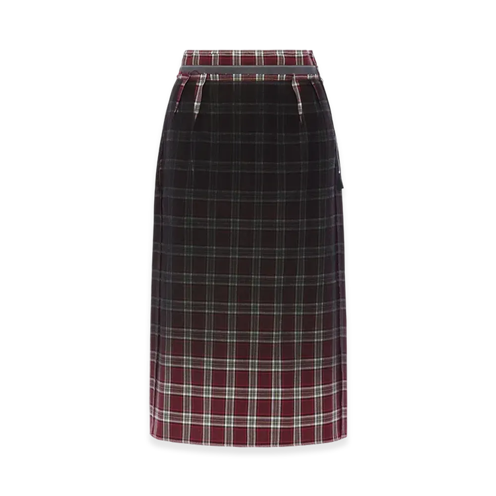 Maison Margiela Faded Check Wool Skirt "Gray"