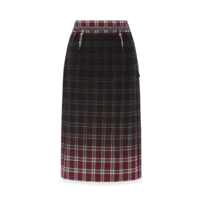 Maison Margiela Faded Check Wool Skirt "Gray"